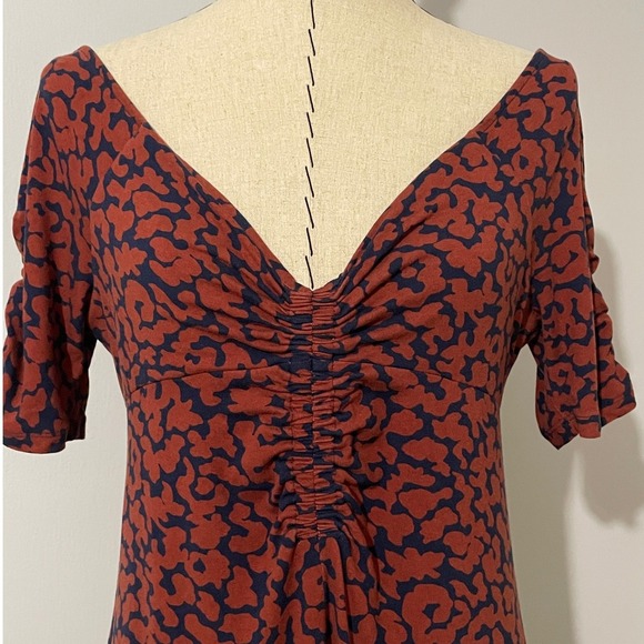 Boden Women's Ruched Jersey Midi Dress Spiced Apple Abstract UK12R‎ US8R - Picture 6 of 12